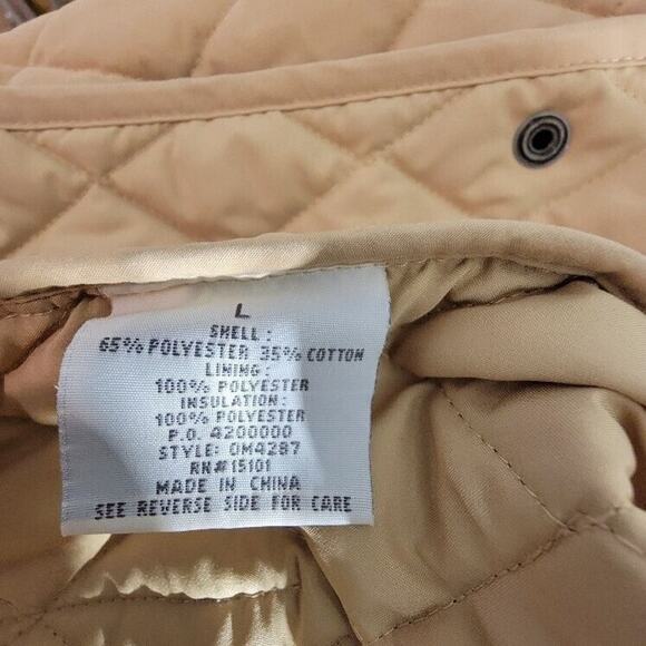 1 Madison Chore Jacket Women's Quilted Tan Sz Large Light Puffer Pockets - Picture 7 of 9
